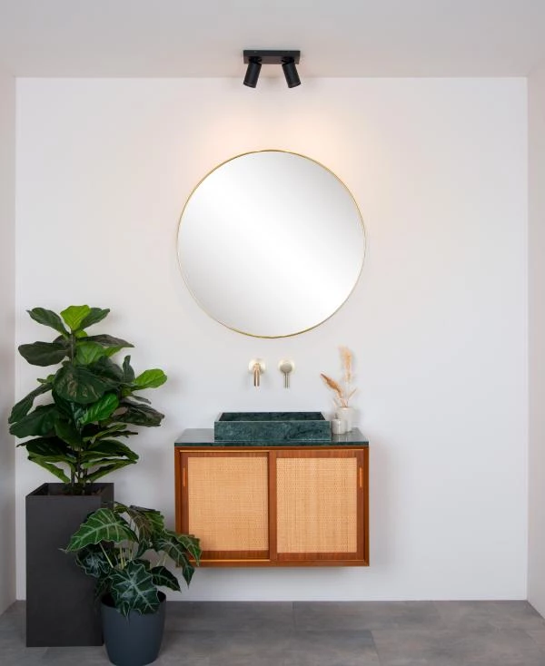 Lucide TAYLOR - Deckenstrahler Badezimmer - LED Dim to warm - GU10 - 2x5W 2200K/3000K - IP44 - Schwarz - Atmosphäre 2